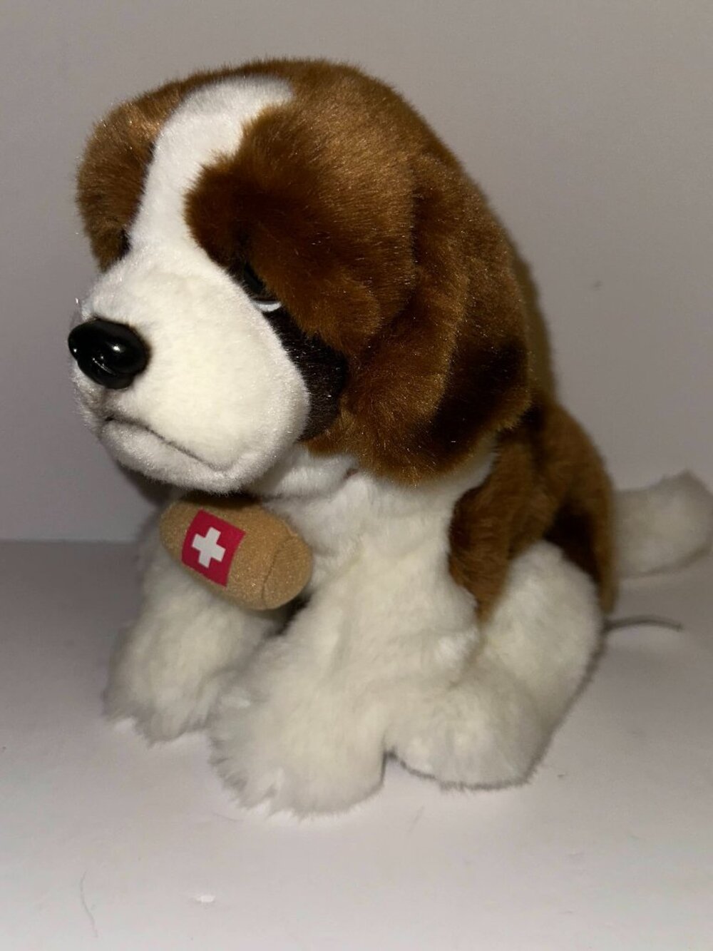 Toys R US 12 Inch St Bernard Puppy Dog Barrel 2013 Plush Realistic Stuffed Toy